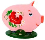 Cochon - figurine en bois peint. 