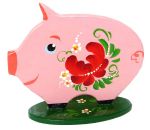 Cochon - figurine en bois peint. 