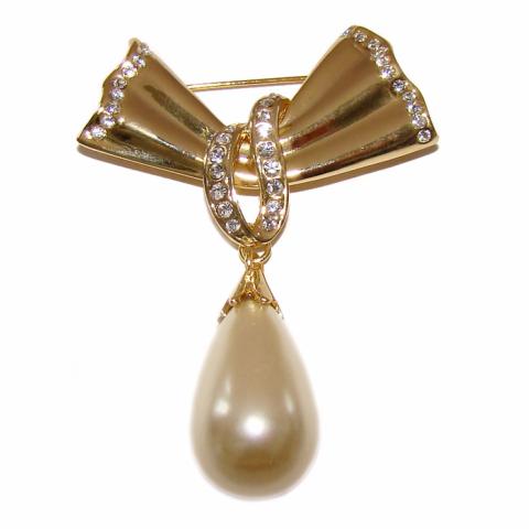 Broche noeud et perle  - copie broche Fabergé