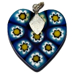 Pendentif Cœur Murano bleu - Marguerite