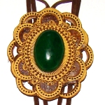 Collier en bois - écorce et chrysoprase vert