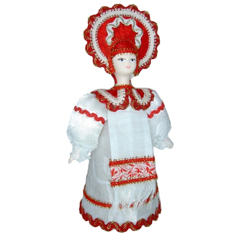 Poupée porcelaine costume folklorique russe