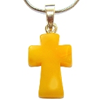 Croix Ambre jaune et Argent