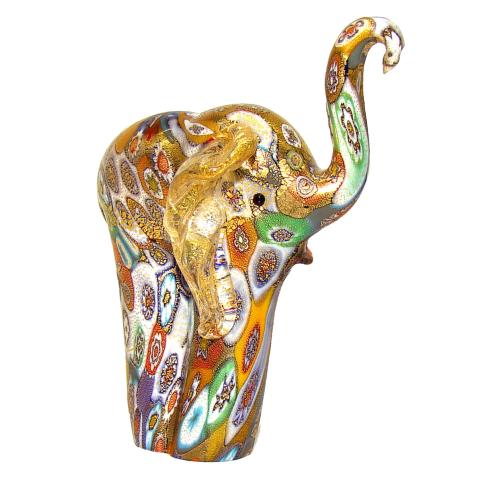 Éléphant en verre de Murano, collection Murrine et Or