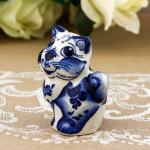 Figurine Chaton miniature en porcelaine Gzhel
