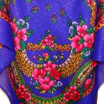 Foulard russe bleu à fleurs