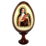 Icone Sainte Thérèse sur oeuf en bois
