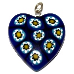 Pendentif Cœur Murano bleu - Marguerite