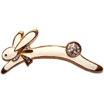 Broche Lapin - broche en email blanc et strass