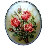 Broche en nacre - Bouquet de roses