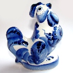 Coq - Figurine en porcelaine russe Gzhel