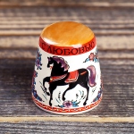 Dé a coudre en céramique - Chevaux