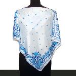 Foulard de tête en coton blanc et bleu