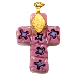 Pendentif Croix Verre Murano Millefiori