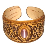 Bracelet en bois - écorce de bouleau - Oeil de Chat