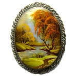 Broche russe originale Fédoskino - Paysage Russe 