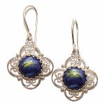 Boucles d'oreilles russes email bleu