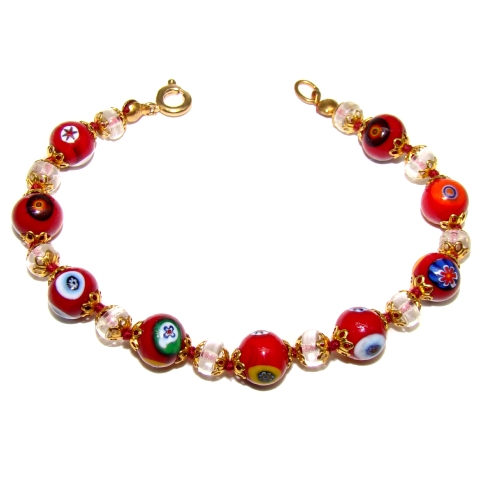 Bracelet Millefiori Murano - Rouge