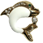 Broche Dauphin en email et strass