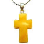 Pendentif Croix Ambre blanc