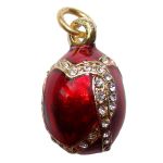Pendentif Deux Coeurs - email rouge et strass