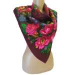 Foulard russe en lurex a motif floral