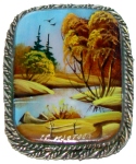 Broche russe en nacre - Paysage Russe