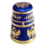 Rare Dé à coudre Faberge copie - Dé Impérial Bleu