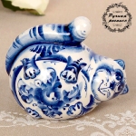 Figurine Chat en porcelaine - Chat rigolo