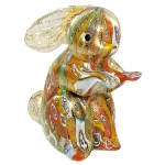 Figurine lapin en verre Murano authentique, collection Murrine et Or
