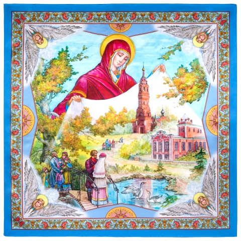 Foulard collection russe en soie - Protection de la Sainte Vierge Marie