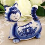 Grande Figurine Chat en Porcelaine