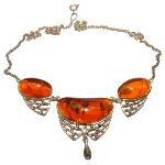 Collier d'ambre et argent pour femme