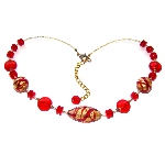 Collier Ras du cou Murano - Rouge et Or
