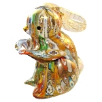 Figurine lapin en verre Murano authentique, collection Murrine et Or