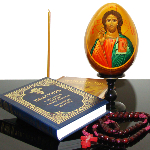 Icône du Christ peinte - Icone peine sur oeuf en bois