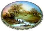 Broche en nacre - Paysage Russe