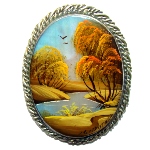 Broche russe originale Fédoskino - Paysage Russe 