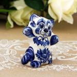 Figurine chat debout en porcelaine russe - Gjel