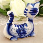 Grande Figurine Chat en Porcelaine