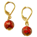 Boucles d'oreille Murano - Rouge et Or