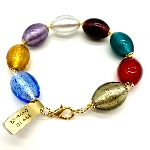 Bracelet en verre Murano - Perles Ovales multicolores