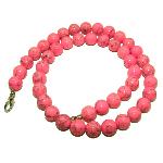 Collier Howlite agate rose - Pierres rondes
