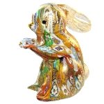 Figurine lapin en verre Murano authentique, collection Murrine et Or