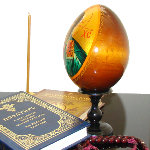 Icône peine sur oeuf en bois - Icône du Christ peinte