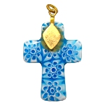 Pendentif Croix Verre Murano Millefiori