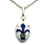 Pendentif Fleur de lys couleur Blanc et bleu