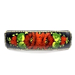 Barrette russe - Fleurs rouges