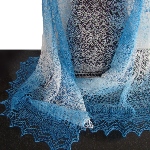 Étole bleu dentelle tricotée main