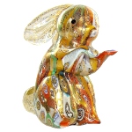 Figurine lapin en verre Murano authentique, collection Murrine et Or